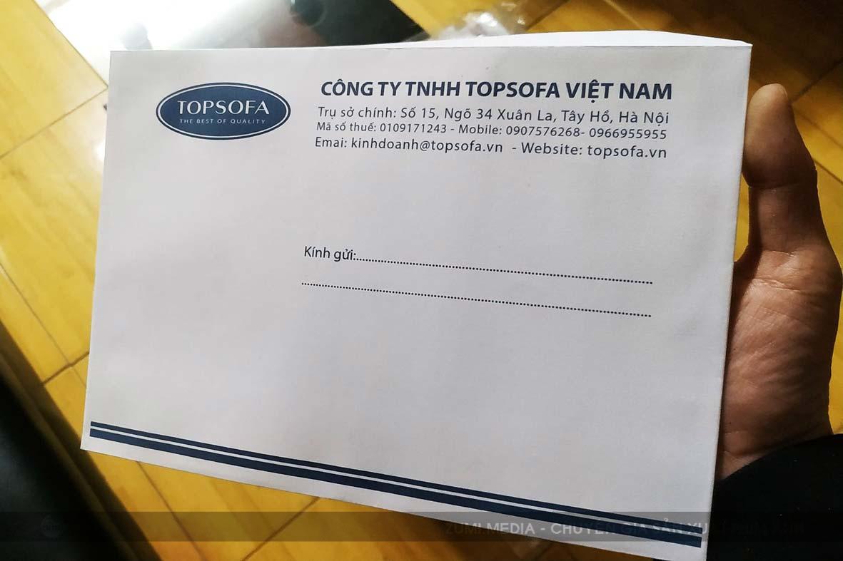 in phong bì A6 lấy ngay cho Công ty Topsofa tại Đông Anh 3 in phong bi tai dong anh 3