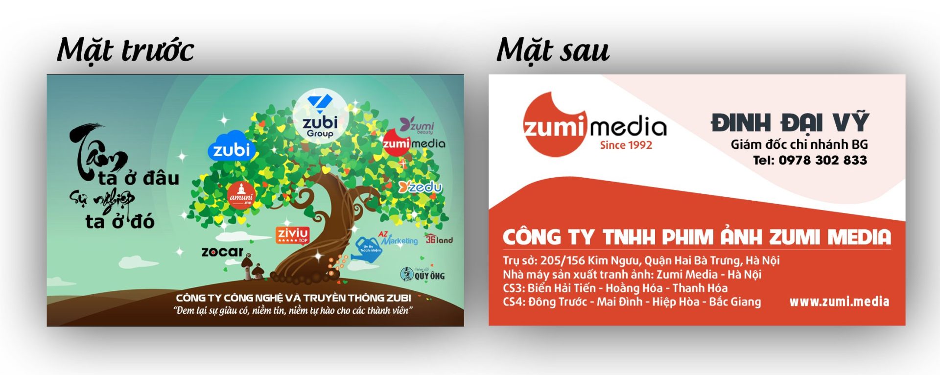 thiet ke va in card vizit cong ty zumi media chi nhanh bac giang 48628