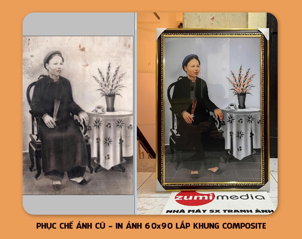 Dịch vụ in ảnh thờ lấy ngay 8 Phuc Che Anh Cu In Anh 60x90 Khung Composite